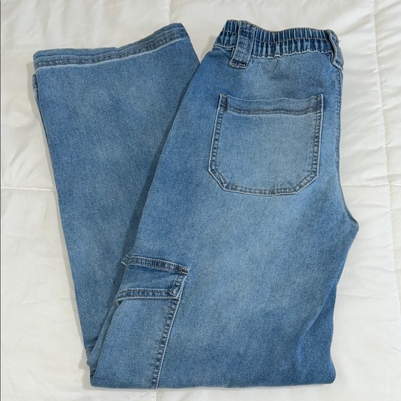 Almost Famous Blue Carpenter Jeans with Elastic Waist - Picture 2 of 4